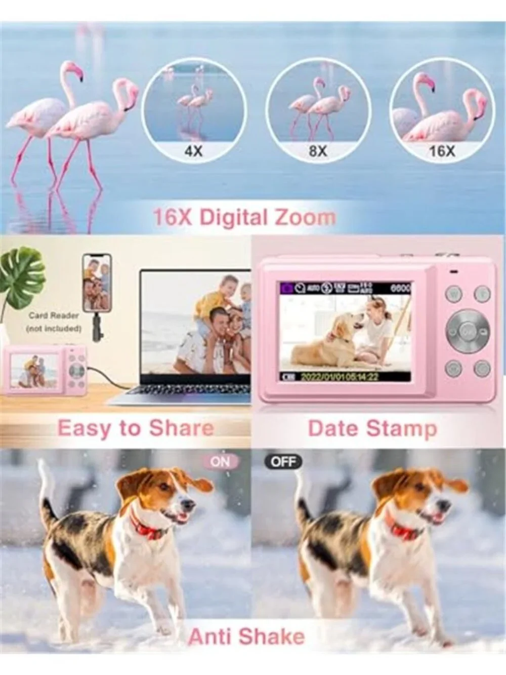 Digital Camera, FHD 1080P Point and Shoot Camera for Kids Teens Starters
